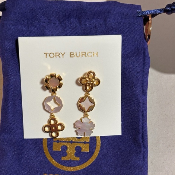 Tory Burch Kira Gold and Pink Drop Earrings - Picture 5 of 7